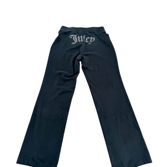 Juicy Couture Pants - Juicy Couture Track Pants Womens S Black Velour Wide Leg Rhinestone Logo